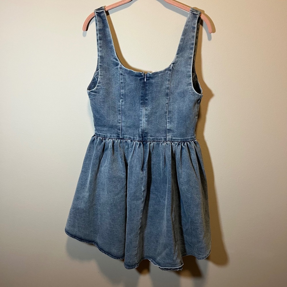 12th Tribe Denim Corset Mini Dress Blue Medium Wash XL NWT Country Western - Picture 7 of 11